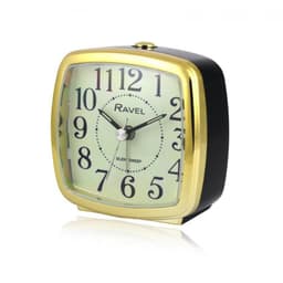 image-Ravel Retro Styled Small Size Bedside Quartz Alarm Clock - Black / Gold RC041.32
