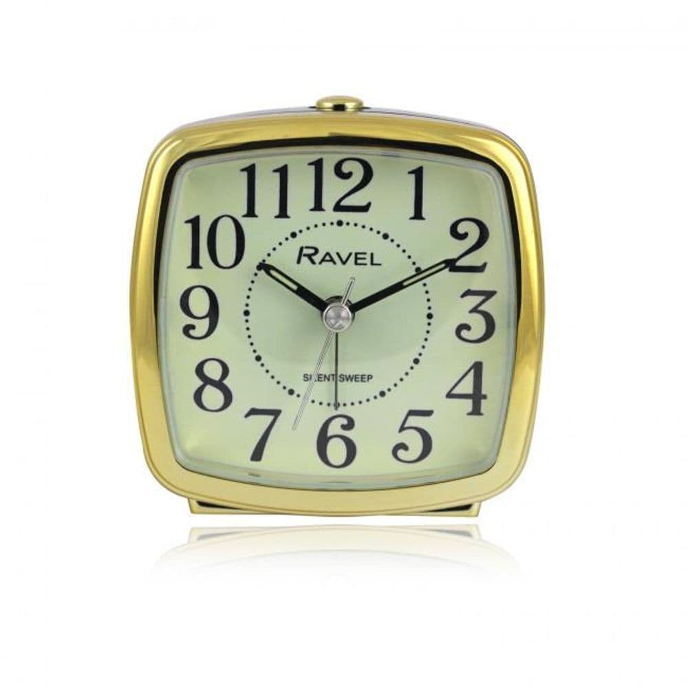 image-Ravel Retro Styled Small Size Bedside Quartz Alarm Clock - Black / Gold RC041.32