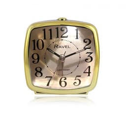 image-Ravel Retro Styled Small Size Bedside Quartz Alarm Clock - Black / Gold RC041.32