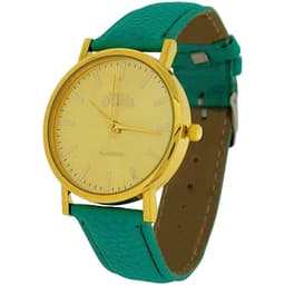 image-Relda Women Analogue Jumbo Gold tone Dial & PU Green Strap With Buckle REL60