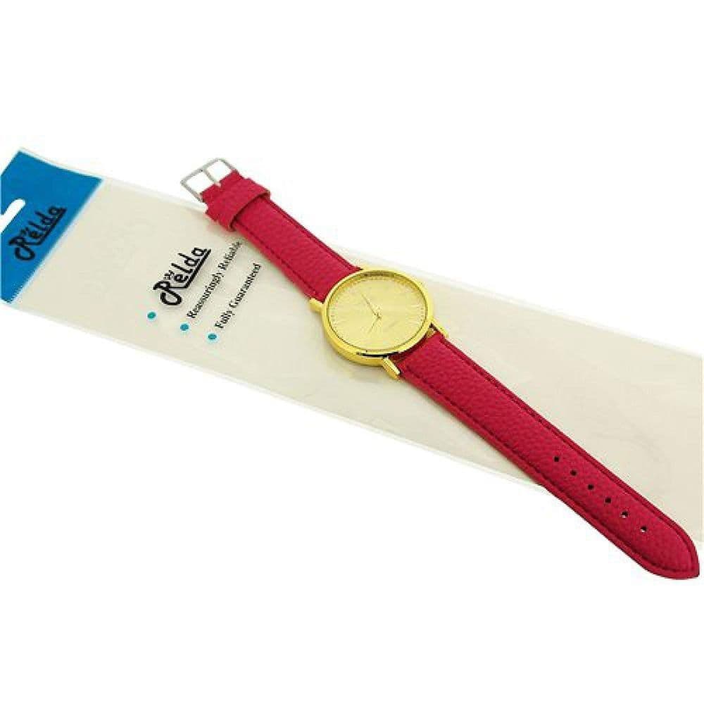 image-Relda Women Analogue Jumbo Gold tone Dial & PU Pink Strap With Buckle REL61