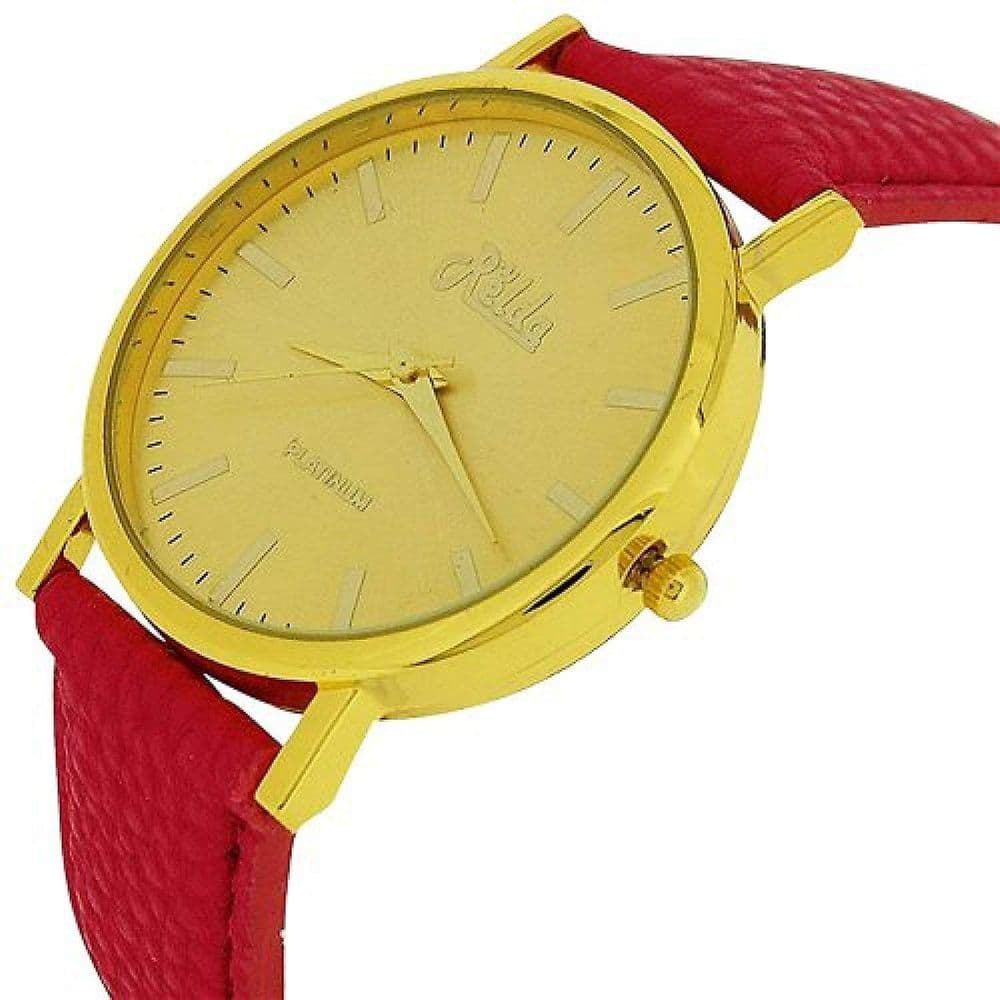 image-Relda Women Analogue Jumbo Gold tone Dial & PU Pink Strap With Buckle REL61