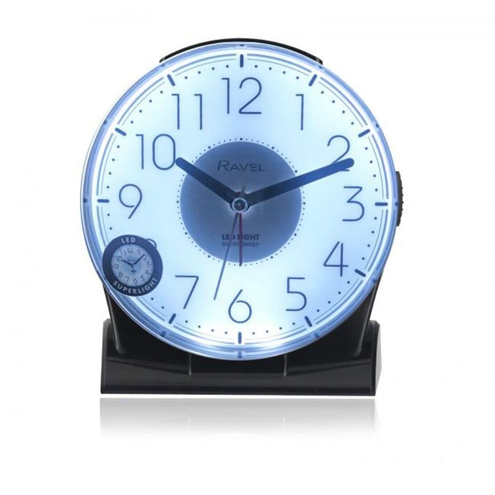 image-Ravel Large Contemporary Bedside / Mantel Quartz Alarm Clock - Black RC036.3