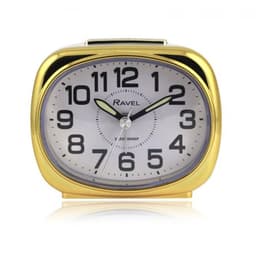 image-Ravel Small sized pillow shaped Bedside Quartz Alarm Clock - White / Gold RC040.42