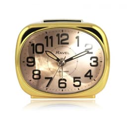 image-Ravel Small sized pillow shaped Bedside Quartz Alarm Clock - White / Gold RC040.42