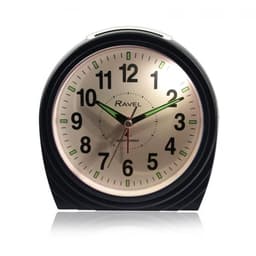 image-Ravel Large Art Deco Bedside / Mantel Quartz Alarm Clock - Gloss Black RC035.3