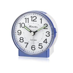 image-Ravel Round Mid Sized Bedside Quartz Blue Alarm Clock RC039.6