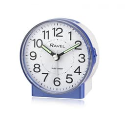 image-Ravel Round Mid Sized Bedside Quartz Blue Alarm Clock RC039.6