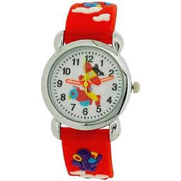 image-Relda Children's Analogue 3D Flying Aeroplane Red Silicone Strap Boy's Watch REL44
