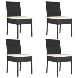 image-Garden Dining Chairs 4 pcs Poly Rattan Black