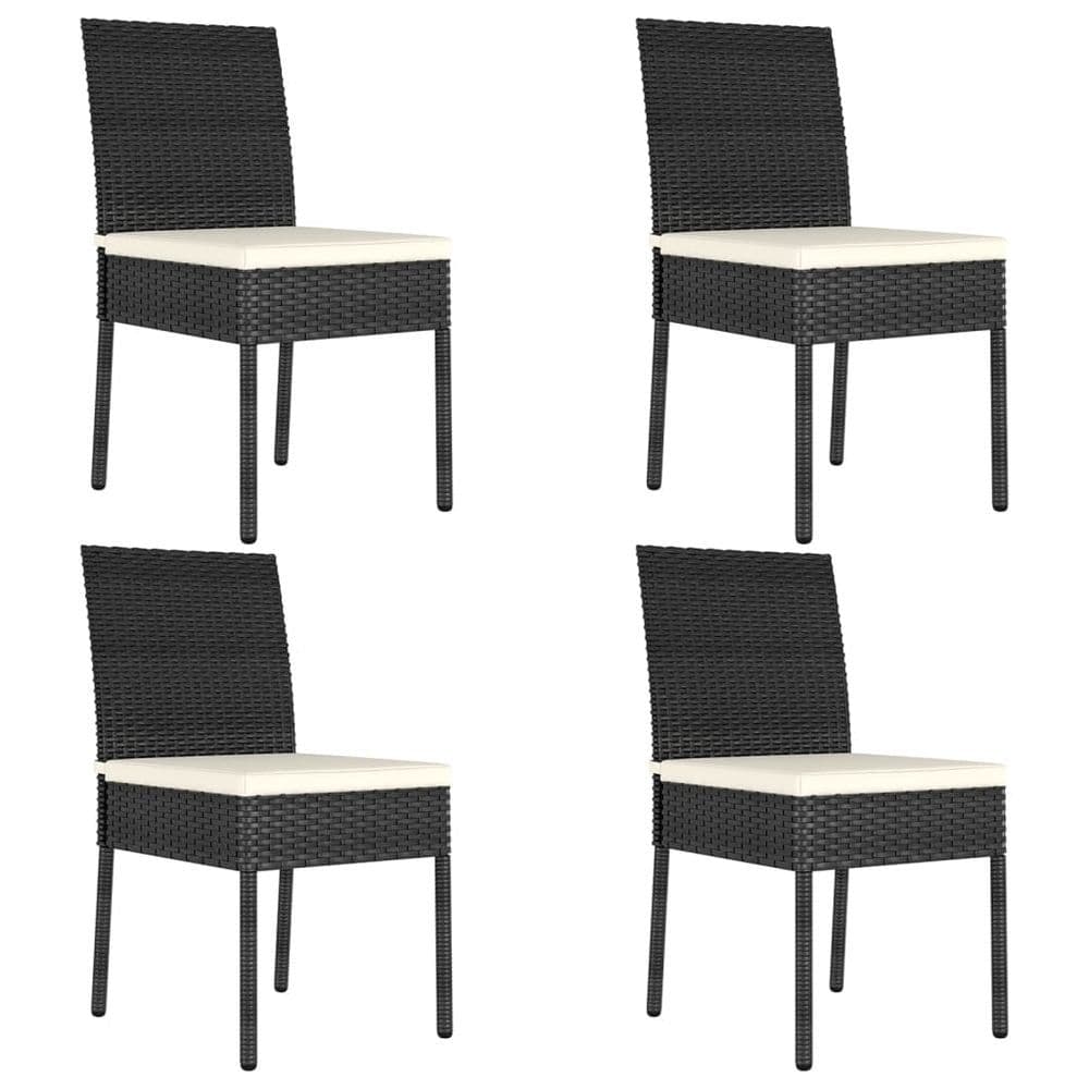 image-Garden Dining Chairs 4 pcs Poly Rattan Black