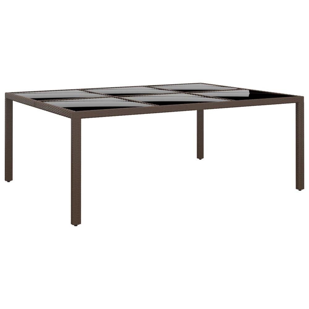 image-Garden Table 200x150x75 cm Tempered Glass and Poly Rattan Black