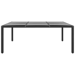 image-Garden Table 200x150x75 cm Tempered Glass and Poly Rattan Black