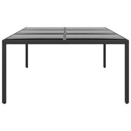 image-Garden Table 200x150x75 cm Tempered Glass and Poly Rattan Black