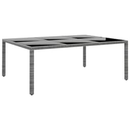 image-Garden Table 200x150x75 cm Tempered Glass and Poly Rattan Black