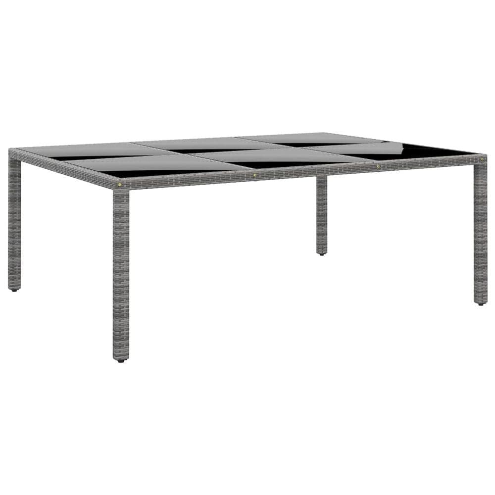 image-Garden Table 200x150x75 cm Tempered Glass and Poly Rattan Black