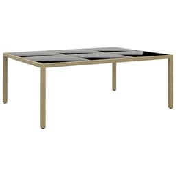 image-Garden Table 200x150x75 cm Tempered Glass and Poly Rattan Black