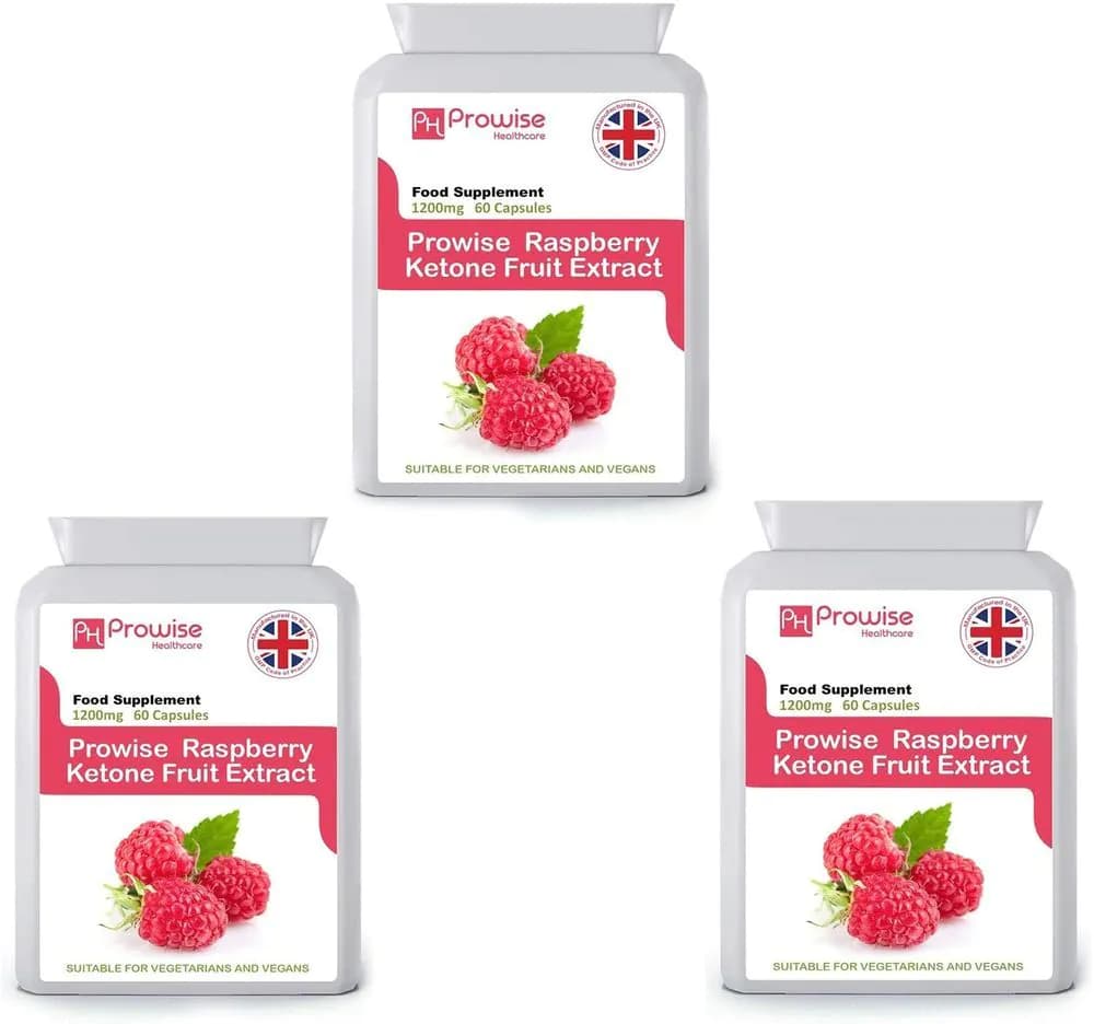 image-Raspberry Fruit Extract 1200mg - 60 Capsules x 3 Pack - UK Manufactured | GMP Standards by Prowise Healthcare