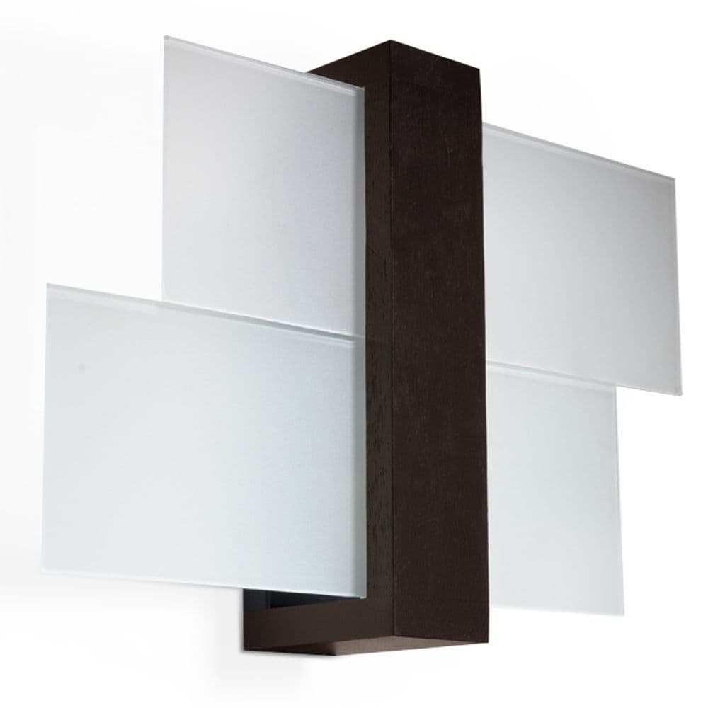 image-Wall Lamp FENIKS 1 Wenge Wood/Glass Lamp Modern Loft LED E27