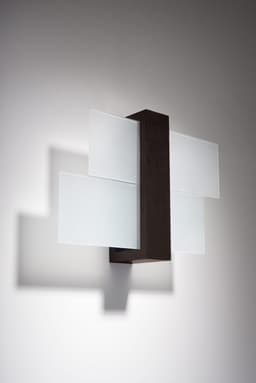 image-Wall Lamp FENIKS 1 Wenge Wood/Glass Lamp Modern Loft LED E27