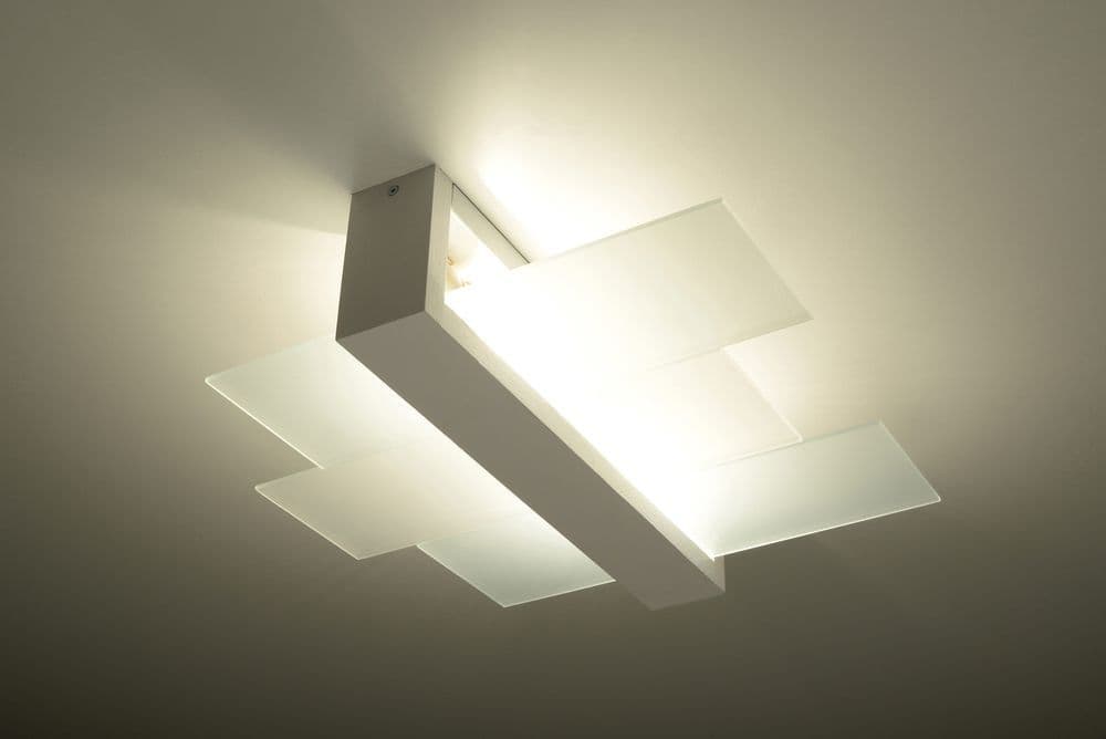 image-Ceiling Lamp FENIKS 2 White Wood/Glass Modern Lamp Loft Design E27