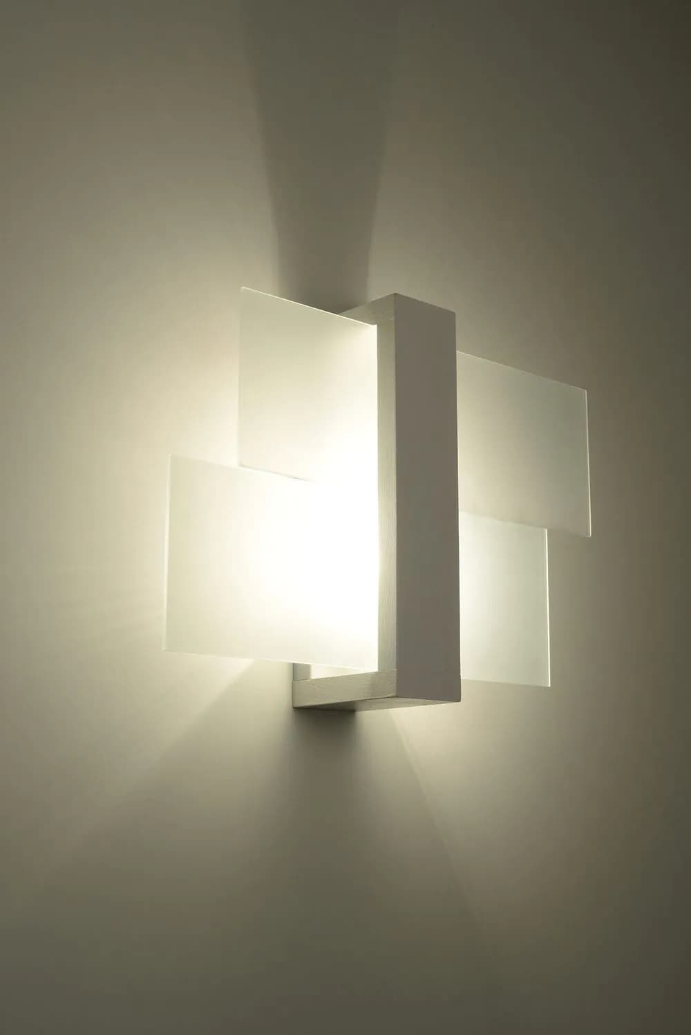 image-Wall Lamp FENIKS 1 White Wood/Glass Modern Scandinavian Design LED E27