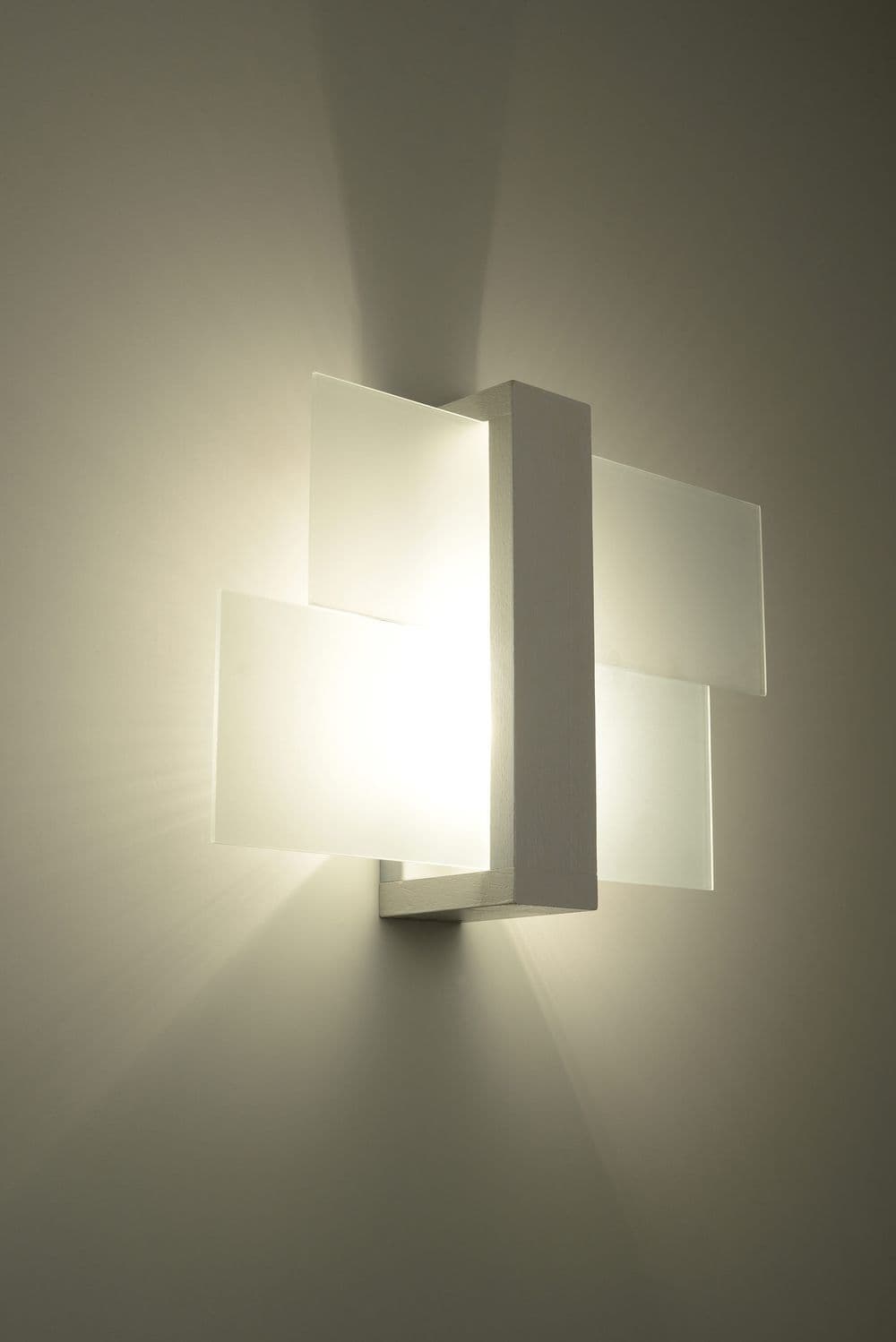 image-Wall Lamp FENIKS 1 White Wood/Glass Modern Scandinavian Design LED E27