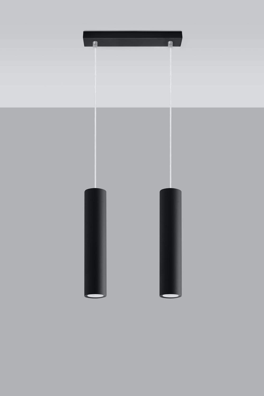 image-Pendant lamp LAGOS 2 Black Round Tube Shape Modern Loft Design LED GU10