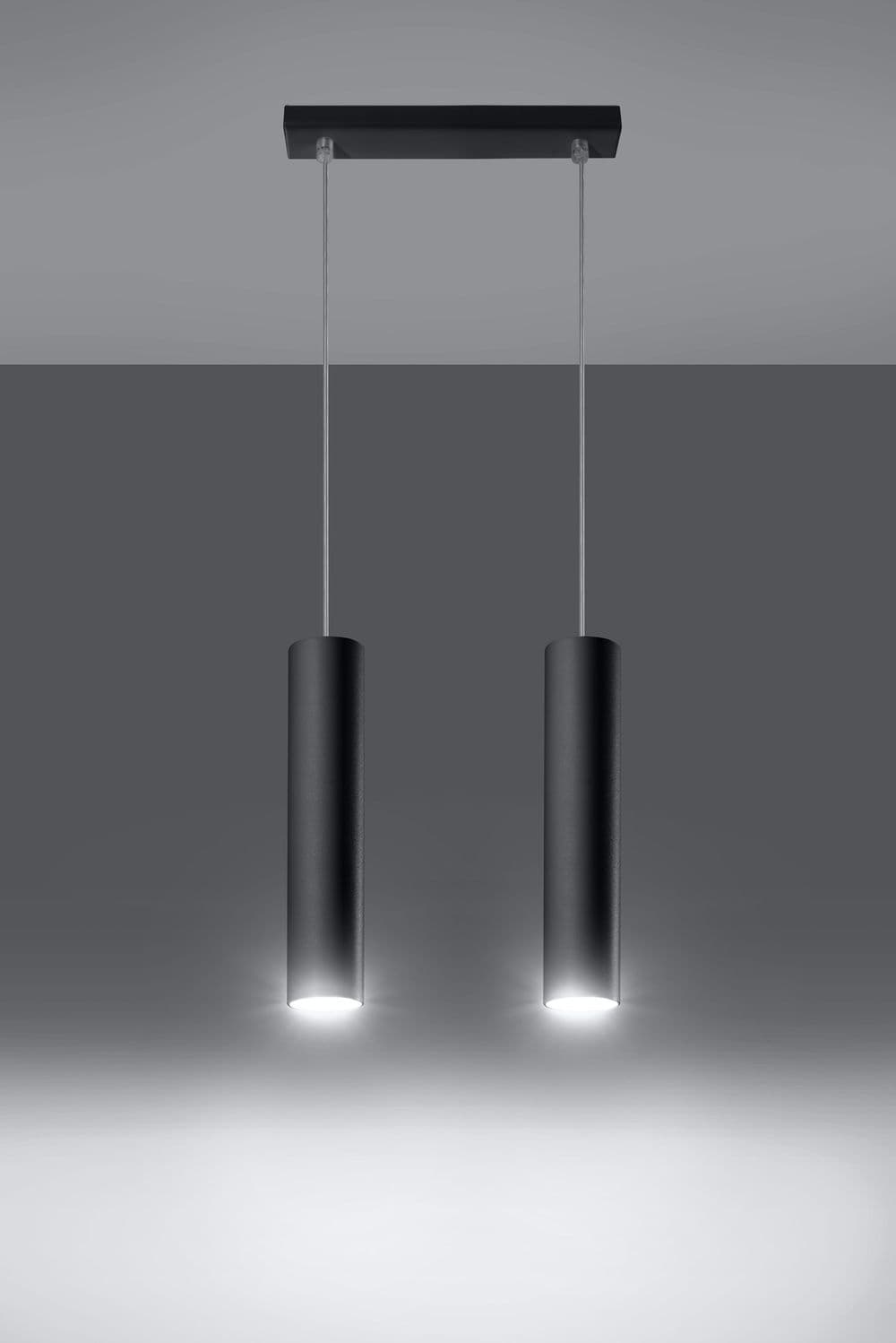 image-Pendant lamp LAGOS 2 Black Round Tube Shape Modern Loft Design LED GU10
