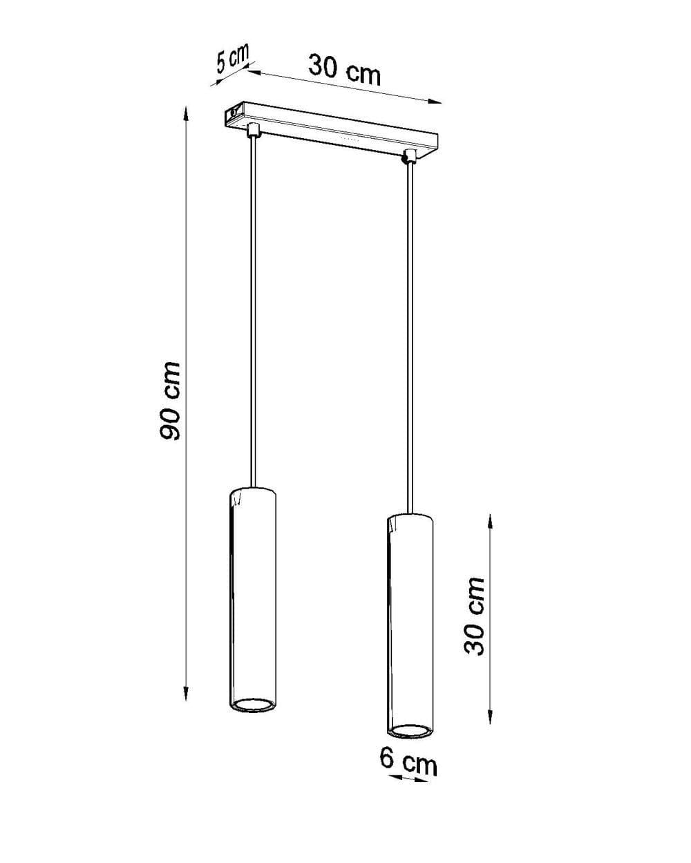 image-Pendant lamp LAGOS 2 Black Round Tube Shape Modern Loft Design LED GU10