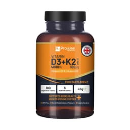image-Vitamin D3 4000IU & K2 MK7 100μg Vegetarian 180 Tablets Supplement for Immune Support Calcium Boost, Bone & Muscle by Prowise