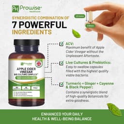image-Apple Cider Vinegar with Bio Cultures Complex 1300mg 180 capsules I Vegan I Made in UK by Prowise