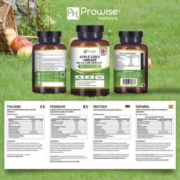 image-Apple Cider Vinegar with Bio Cultures Complex 1300mg 180 capsules I Vegan I Made in UK by Prowise