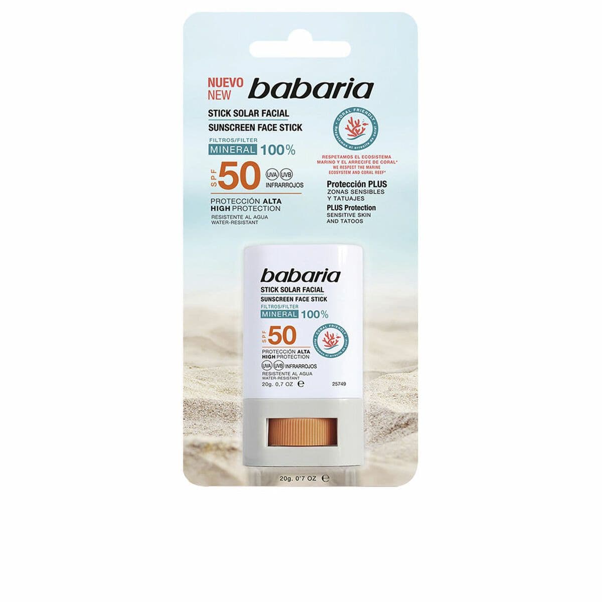 image-Facial Sun Cream Babaria Solar Stick Facial Spf 50 20 g