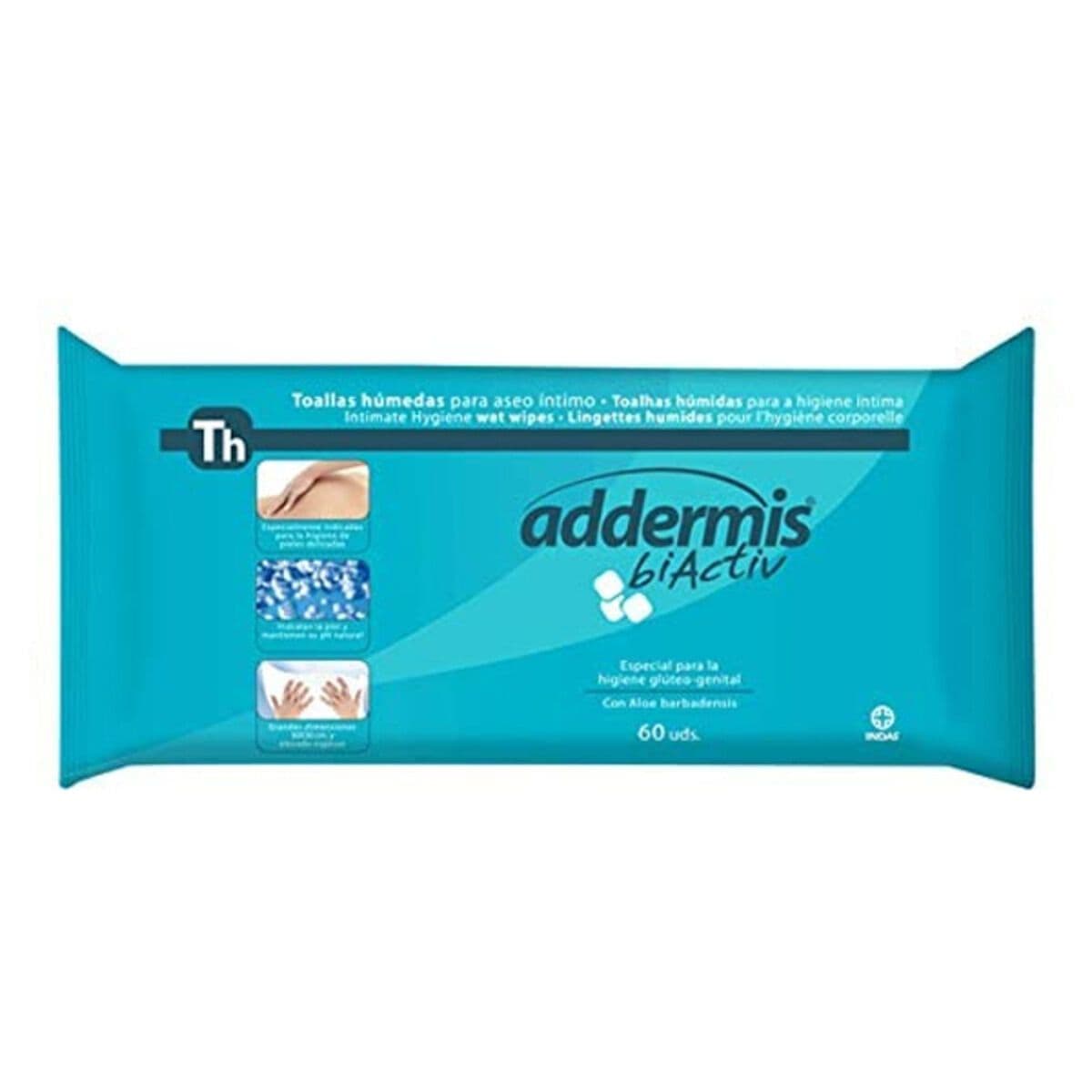 image-Moist Wipes ADDERMIS BIACTIV Indasec 889-0760 (60 uds) (60 uds)