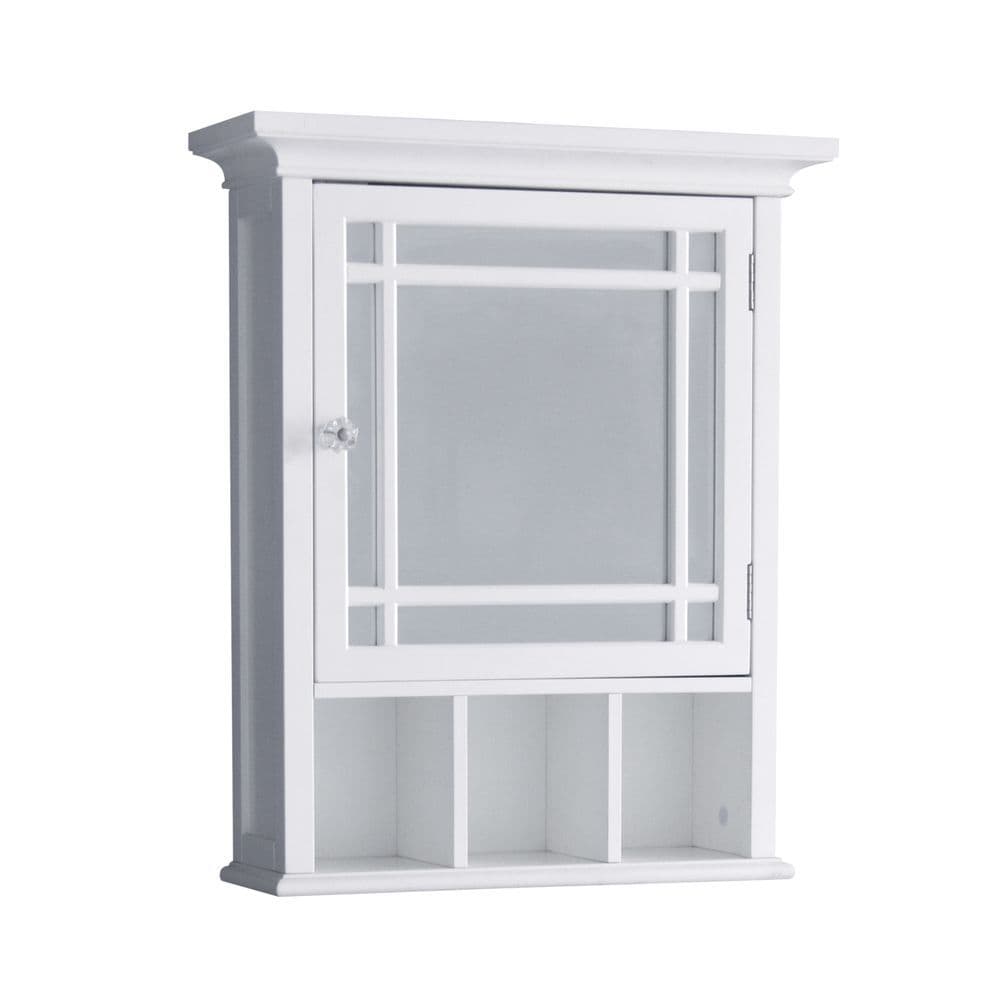 image-Bathroom Neal Wooden Medicine Cabinet Mirrored Door White 7442