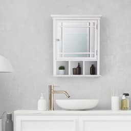 image-Bathroom Neal Wooden Medicine Cabinet Mirrored Door White 7442