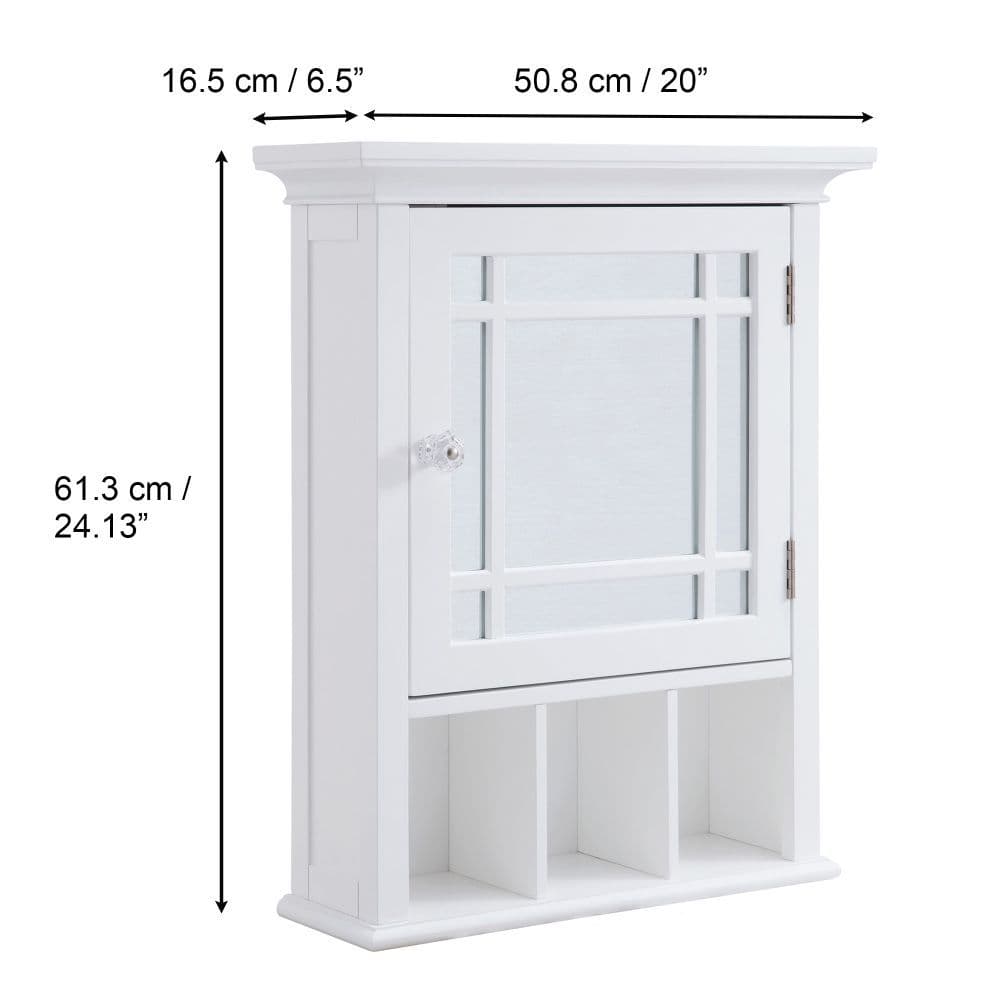 image-Bathroom Neal Wooden Medicine Cabinet Mirrored Door White 7442