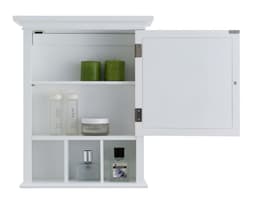 image-Bathroom Neal Wooden Medicine Cabinet Mirrored Door White 7442