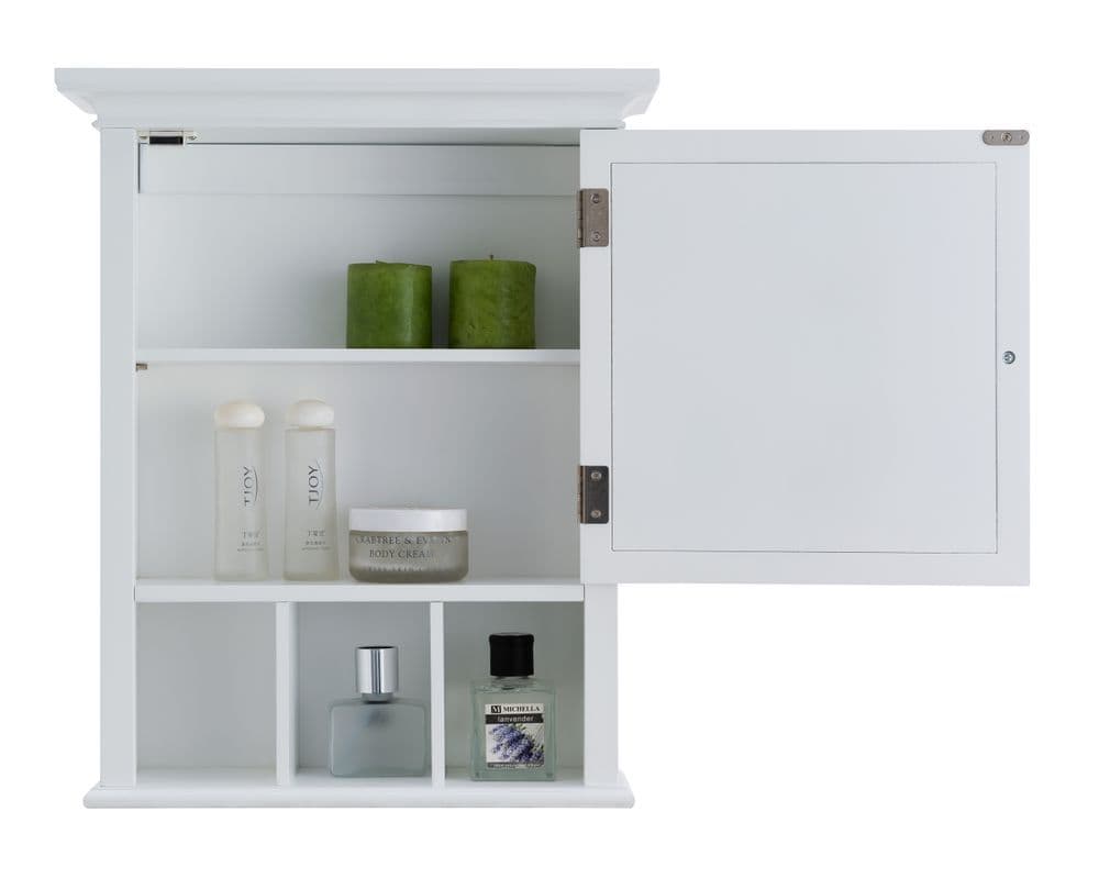 image-Bathroom Neal Wooden Medicine Cabinet Mirrored Door White 7442
