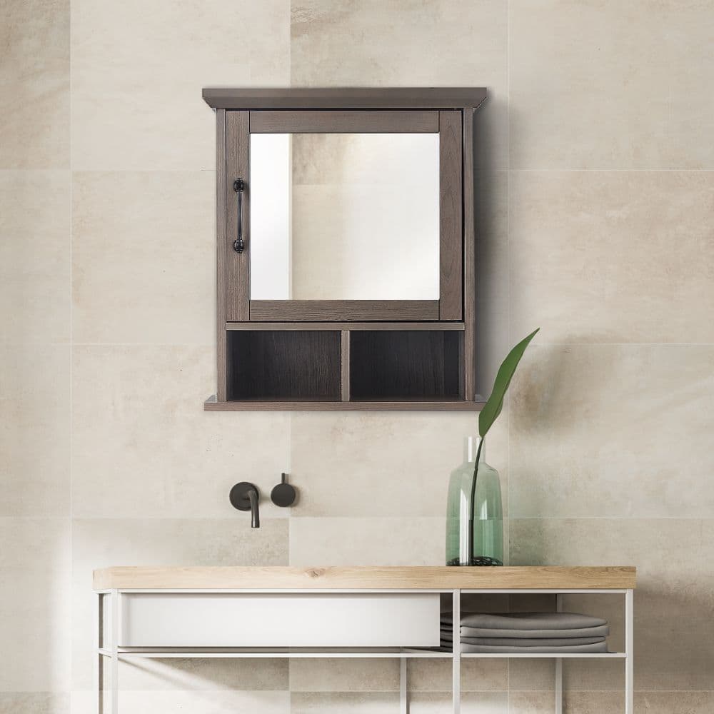 image-Russell Wooden Bathroom Wall Mirrored Medicine Cabinet Salt Oak
