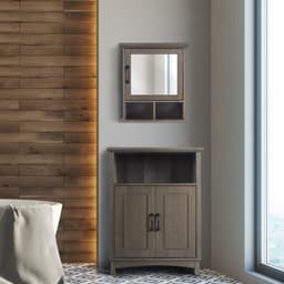 image-Russell Wooden Bathroom Wall Mirrored Medicine Cabinet Salt Oak