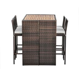 image-5 Pcs Rattan Garden Patio Furniture Bar Dining Table & Chair Set