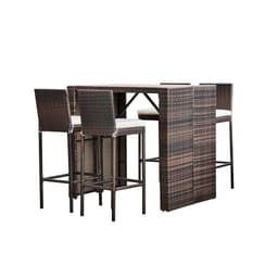 image-5 Pcs Rattan Garden Patio Furniture Bar Dining Table & Chair Set