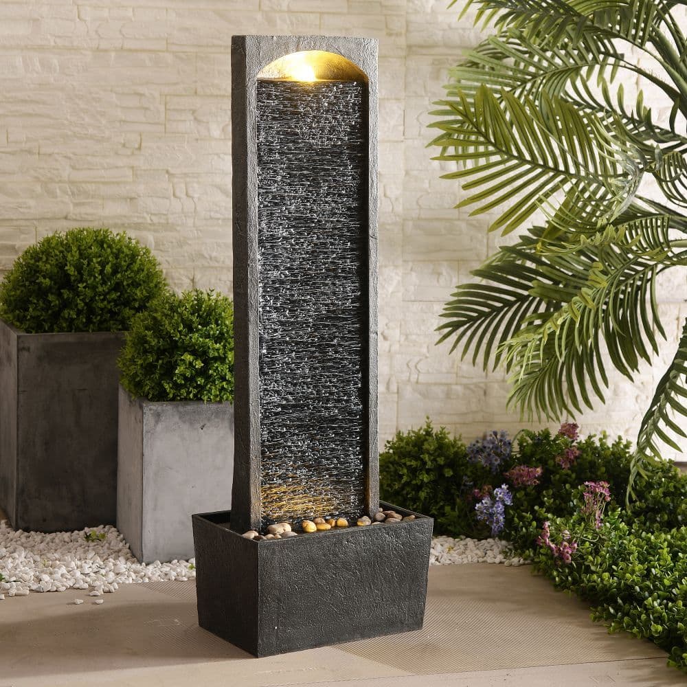 image-Garden Water Feature, Outdoor Straight Water Fountain & Lights
