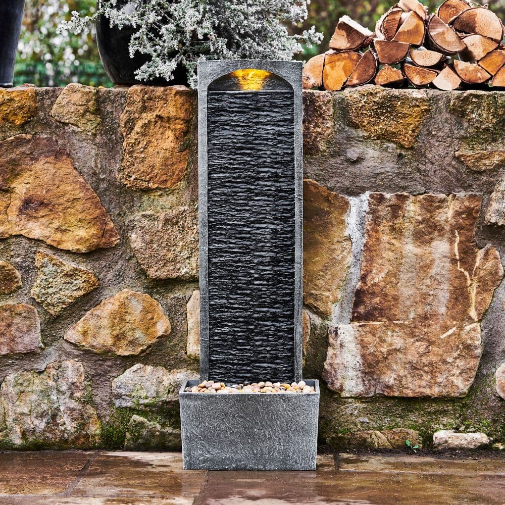 image-Garden Water Feature, Outdoor Straight Water Fountain & Lights