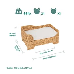image-Indoor Wicker Cat/Dog Elevated Bed & Washable Cushion ST-N10002-UK