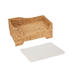 image-Indoor Wicker Cat/Dog Elevated Bed & Washable Cushion ST-N10002-UK