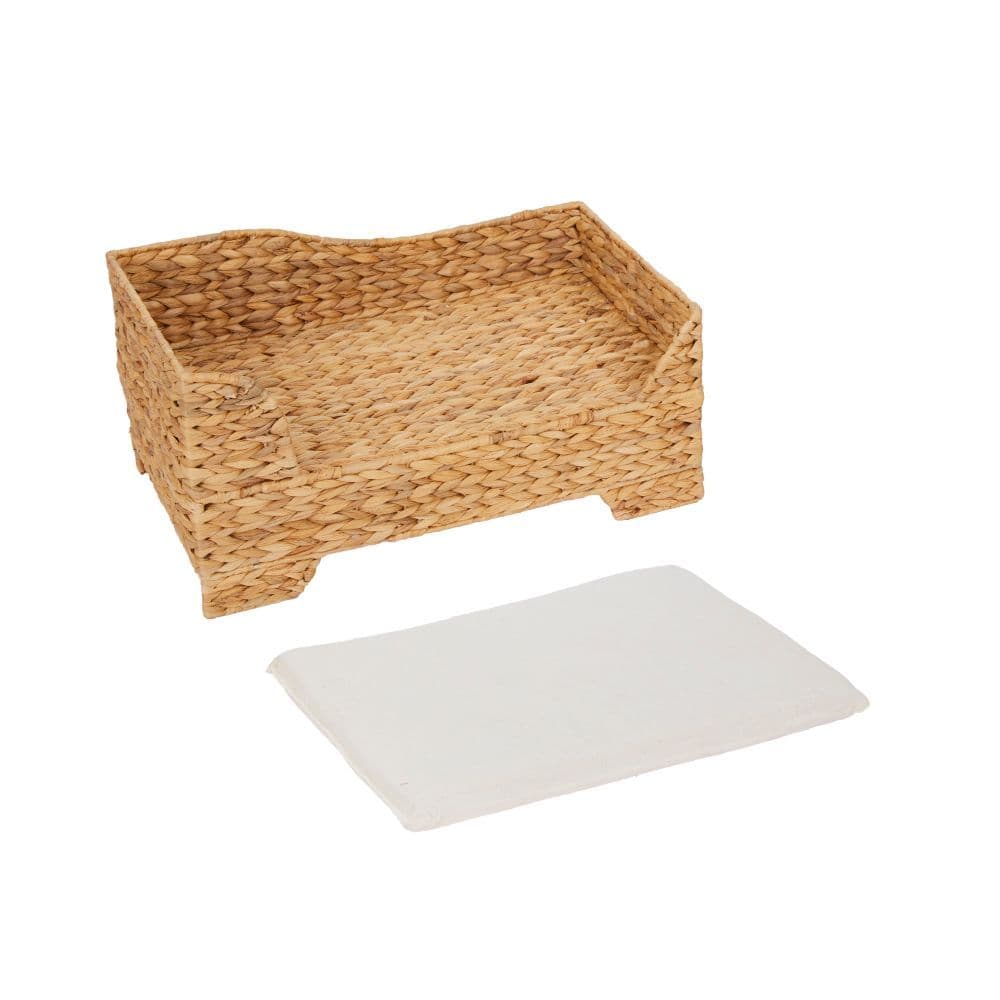 image-Indoor Wicker Cat/Dog Elevated Bed & Washable Cushion ST-N10002-UK