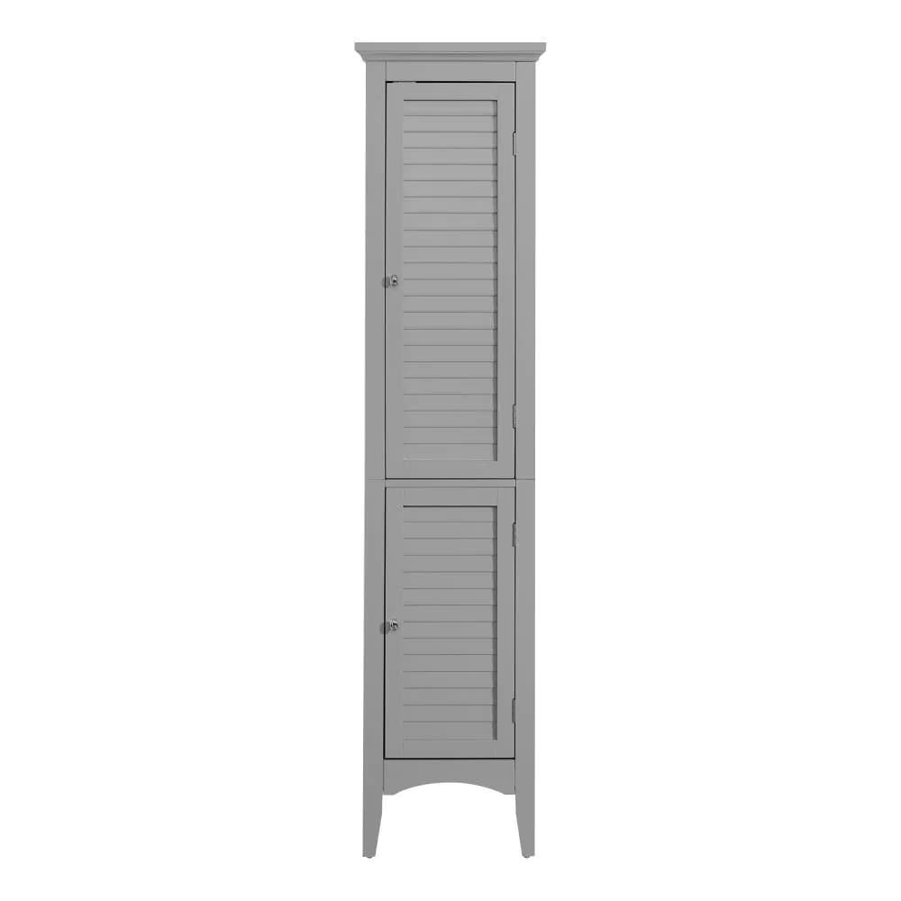 image-Glancy Wooden Linen Tower Tall Bathroom Cabinet Grey With Storage